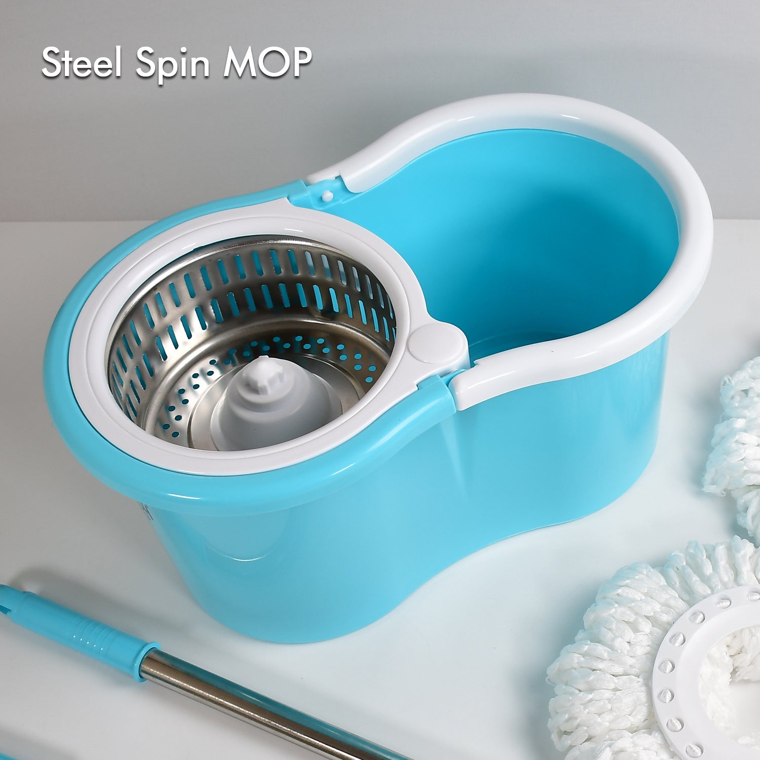 8714 RAPID STEEL SPINNER BUCKET MOP 360 DEGREE SELF SPIN WRINGING WITH 2 ABSORBERS FOR HOME AND OFFICE FLOOR CLEANING MOPS SET DeoDap 8714 RAPID STEEL SPINNER BUCKET MOP 360 DEGREE SELF SPIN WRINGING WITH 2 ABSORBERS FOR HOME AND OFFICE FLOOR CLEANING MOPS SET DeoDap